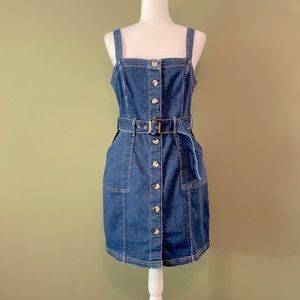 H&M Divided denim button down belted dress M